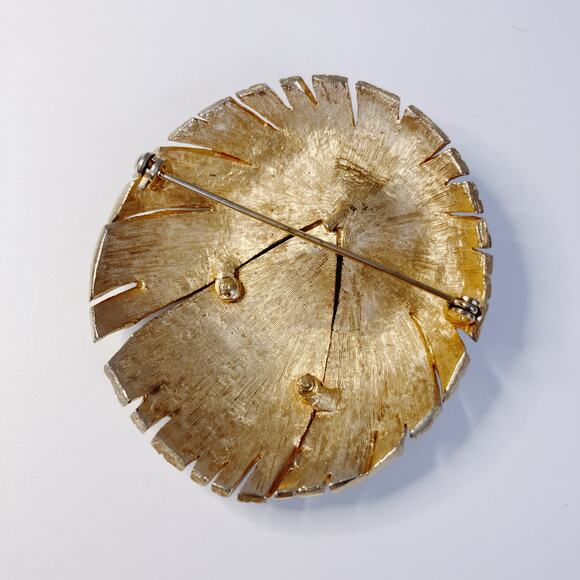 Vintage Mid Century Atomic Sunburst Brooch 50s 60s Silver Gold Two Tone Dome Pin - Picture 9 of 12